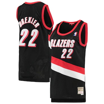 womens mitchell and ness clyde drexler black portland trail-327